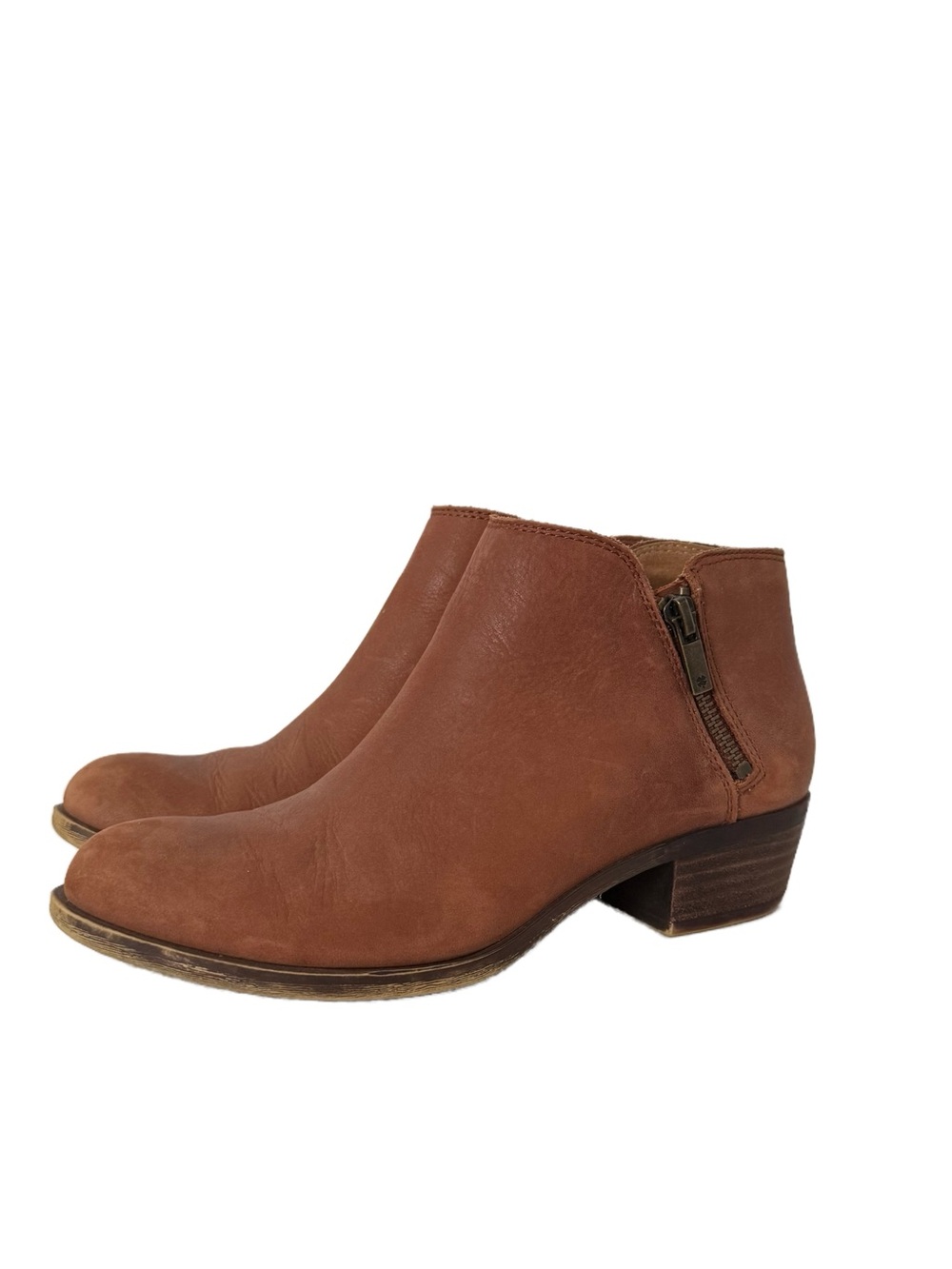 Lucky Brand LP Burklee Brown Leather Ankle Booties - Picture 3 of 8